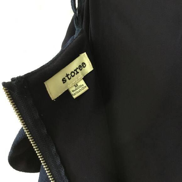 Storee Navy Blue Off-Shoulder Zip-Up Formal Dress - Picture 3 of 13